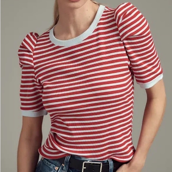 Maeve Tops - NWOT Anthropologie Maeve Puff-Sleeve Striped Top Size Large